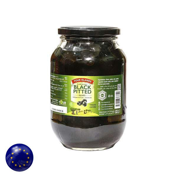 Four Islands Black Pitted Olives 830g